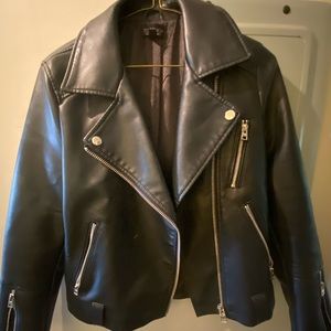 Faux womens leather moto jacket top shop us size 6
